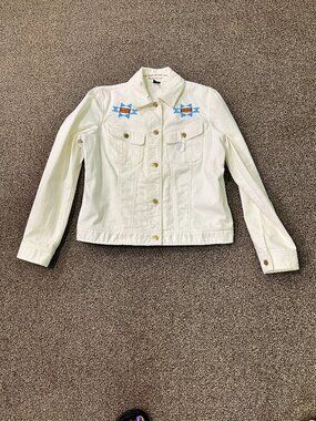 Vintage Ralph Lauren Jeans Co.  Beaded White Denim Jacket